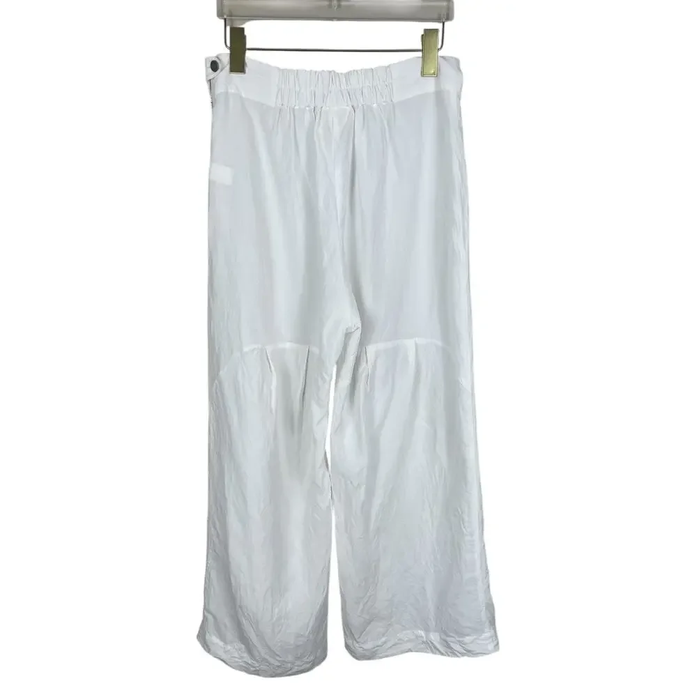 Shosh New York Structured Linen Cropped Wide Leg Pants Minimalist White Sz 2 Med - Picture 2 of 11